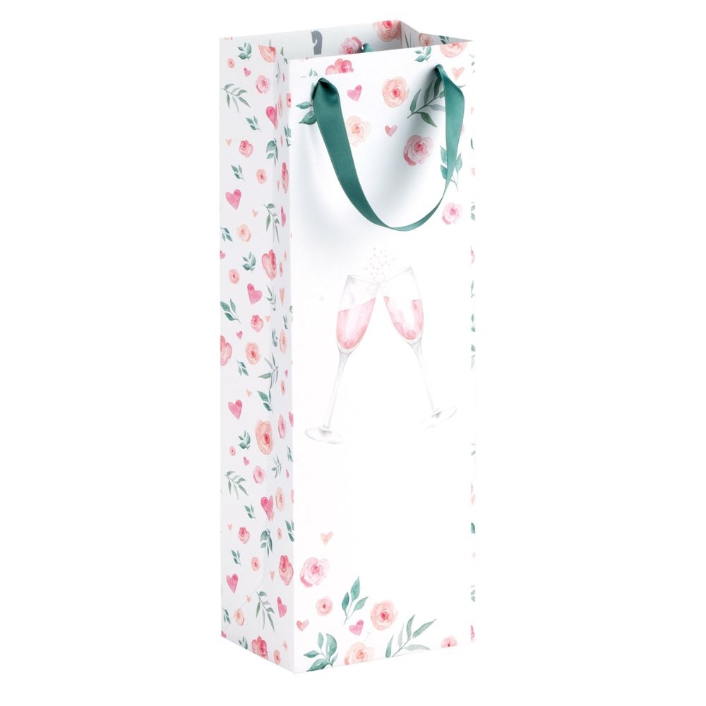 Geschenksackerl Flasche Röschen