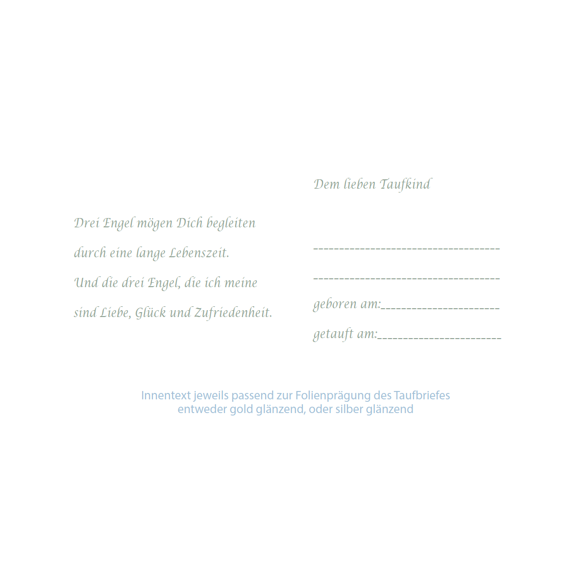 Taufbrief Poesie Blau