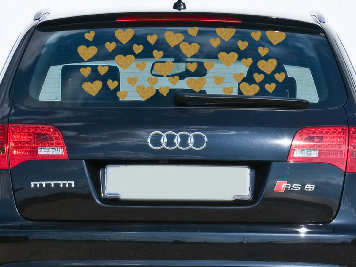Autoaufkleber Herzen Gold klein