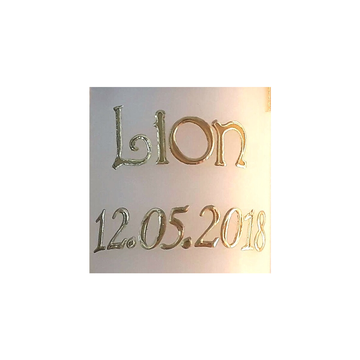 Taufkerzenpersonalisierung Gold 2 Vornamen plus Datum