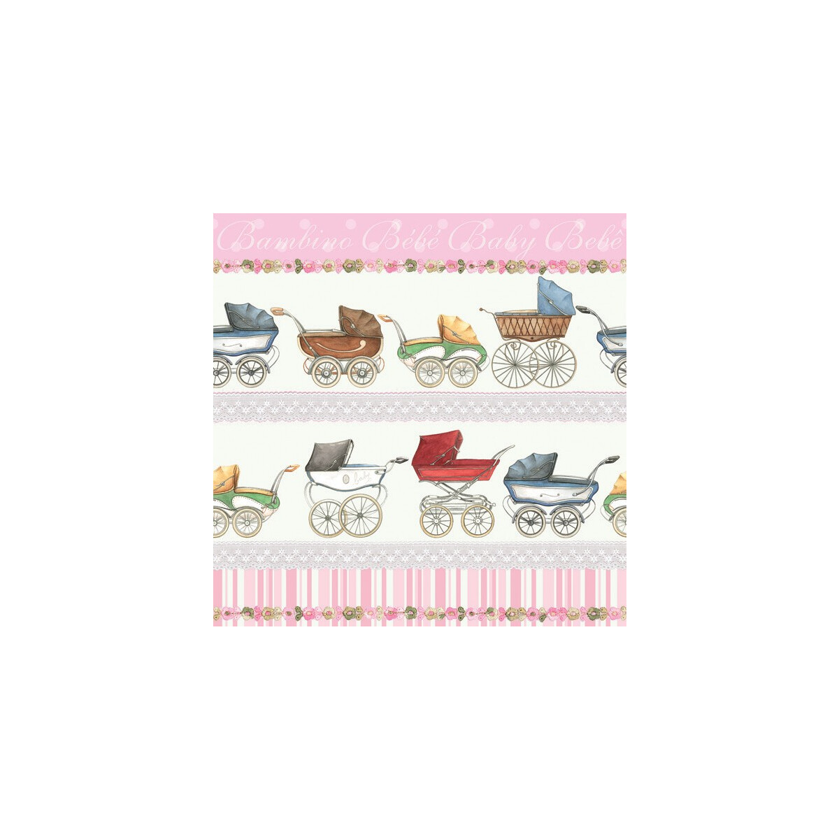 Servietten Kinderwagen Rosa