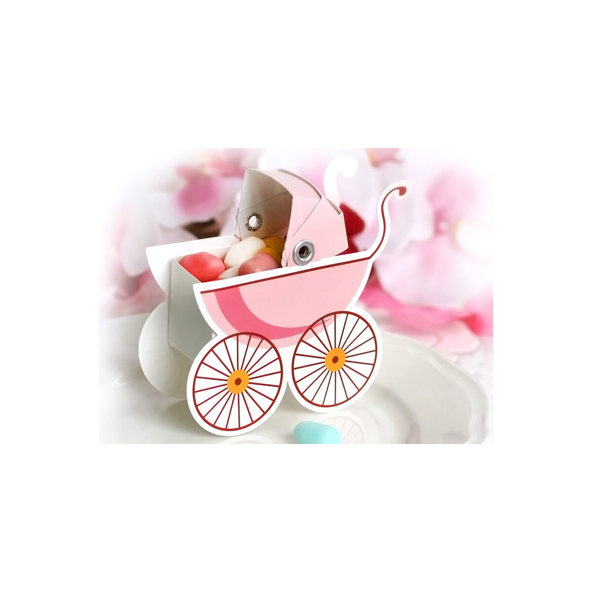 Gastgeschenkbox Kinderwagen Rosa