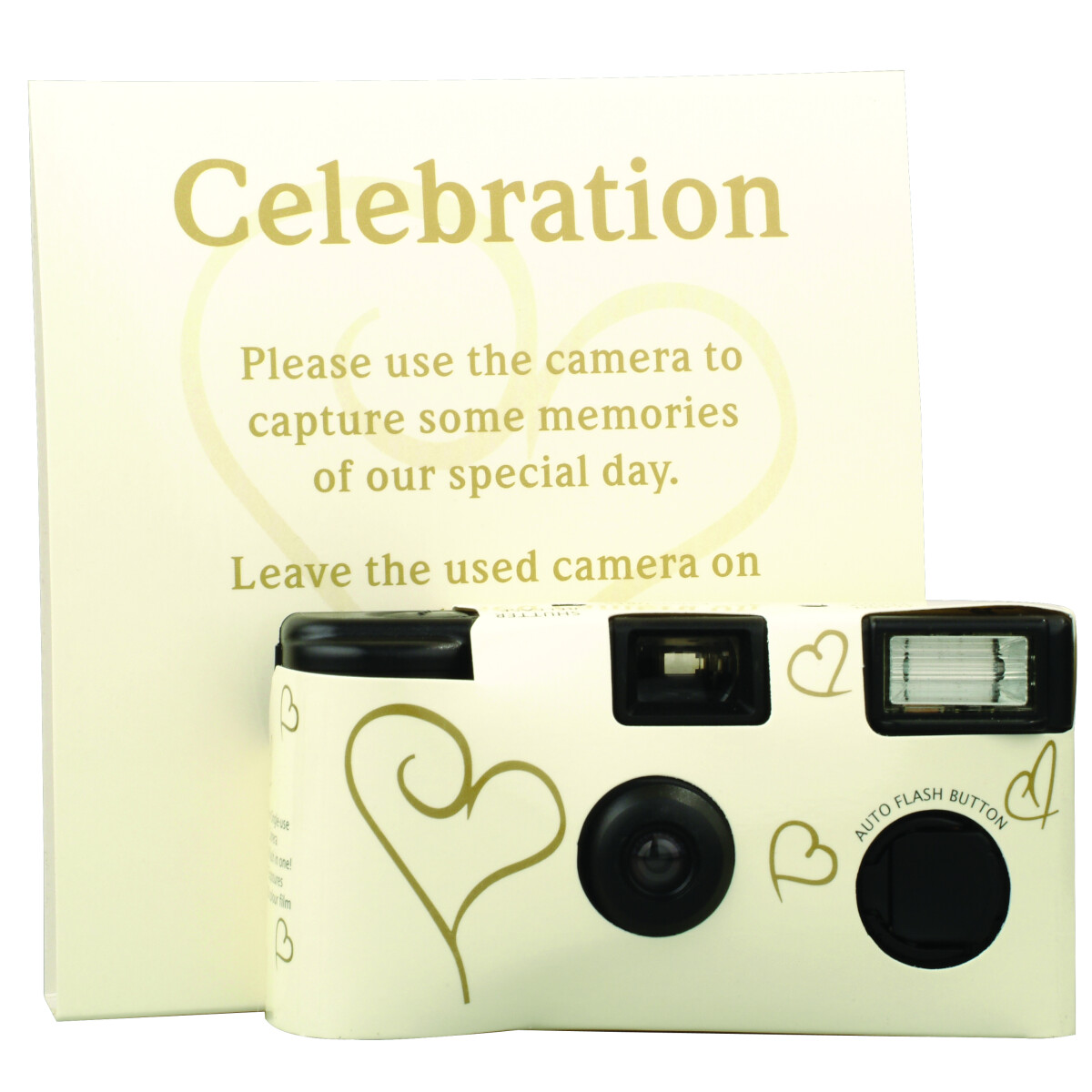 Hochzeitskamera Herzen Gold