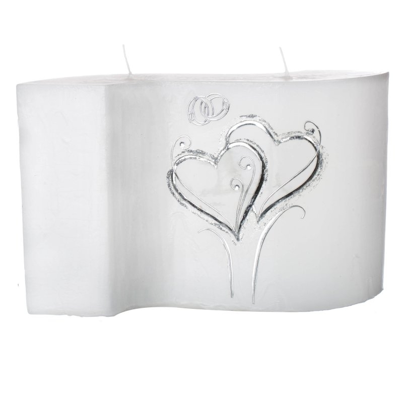 Hochzeitskerze Silberne Herzen - Welle