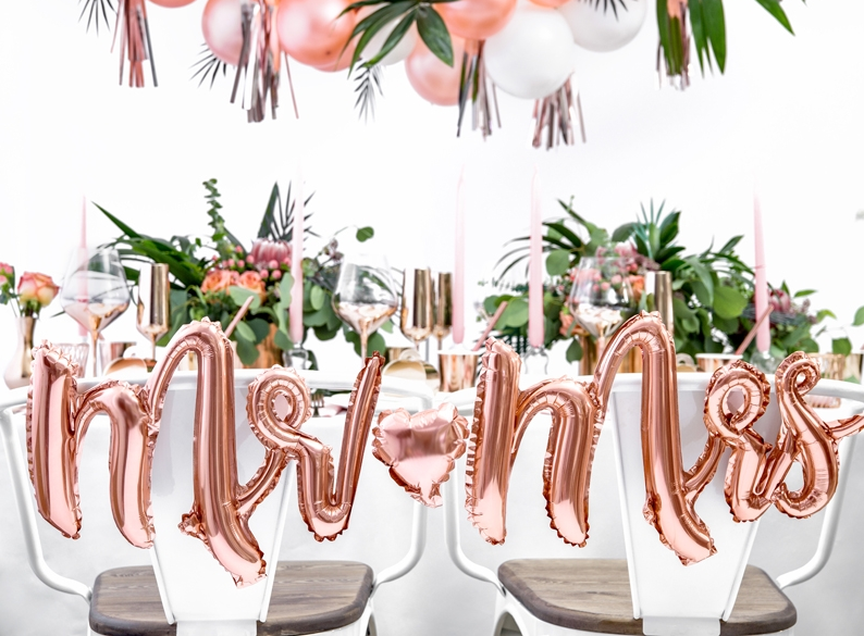 Folienballon Mr. & Mrs.-Rosa